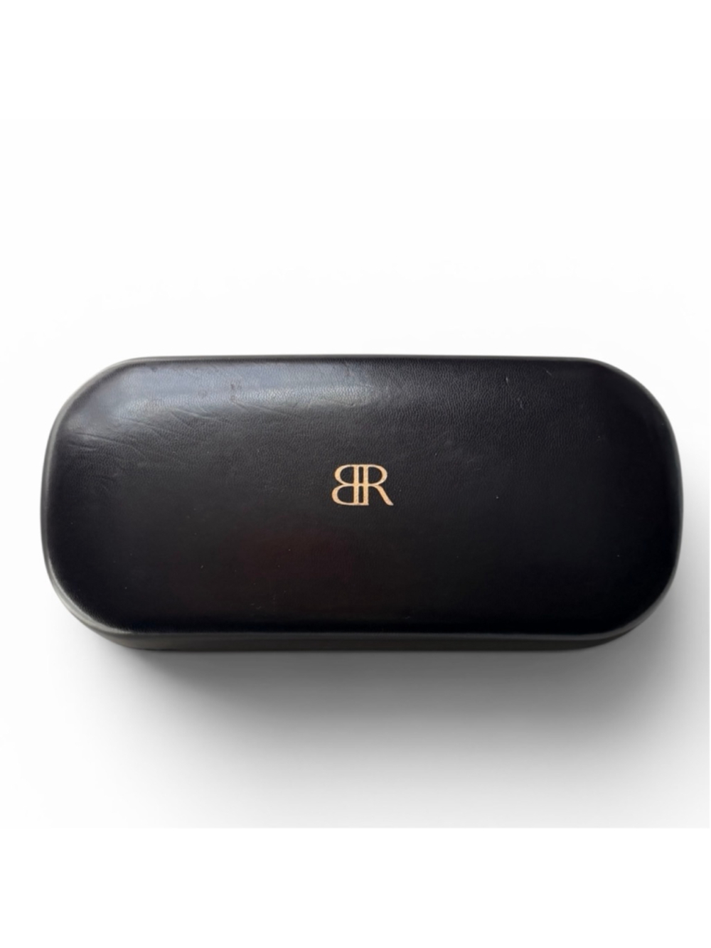 Banana Republic Black Faux Leather Clamshell Glasses Case with Cleaning Cloth